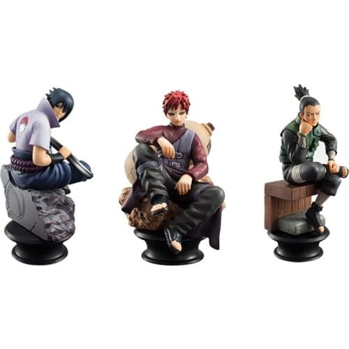 6pcs/set Anime Naruto Chess Version Kakashi Shikamaru Sasuke Manga Figurine Statue PVC Action Figure Collectible Model Doll Toys