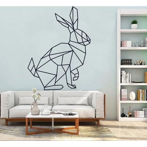 Animal Abstract Polygonal Wall Decals Geometric Art Rabbit Wall Stickers Home Interior Decoration Design Vinyl Decal Mural B428