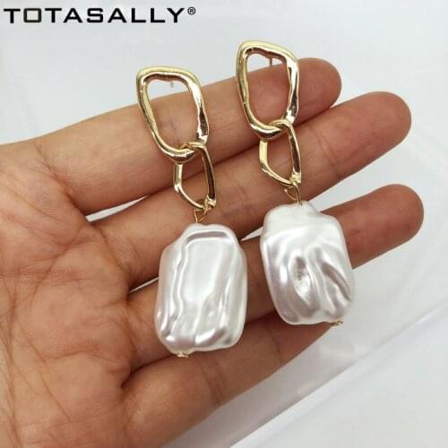 TOTASALLY Irregular Pearl Earrings & Necklaces for Women Baroque Simulated Pearl Charms Pendants Earrings Jewelry