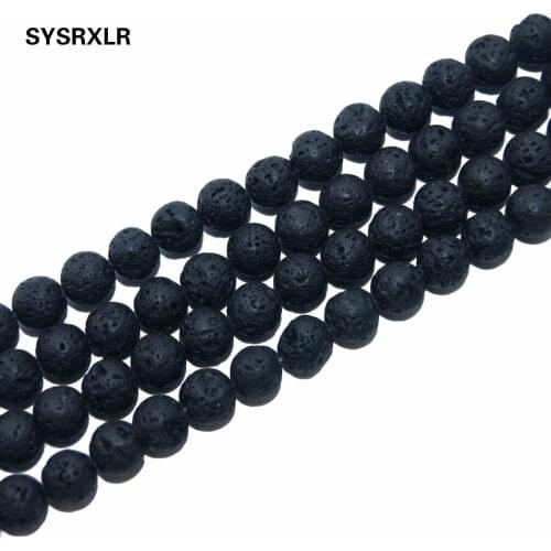 Wholesale Black Volcanic Rock Natural Lava Beads For Jewelry Making Yourself Necklace Bracelet Material 4 / 6 / 8 / 10 / 12 MM