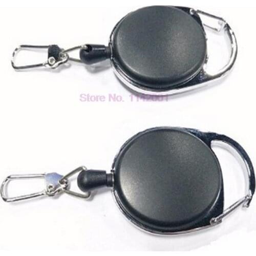 200pcs Key chain office cord reel lanyard clip key ring retract pull name tag recoil badge belt rope holder keyring keychain