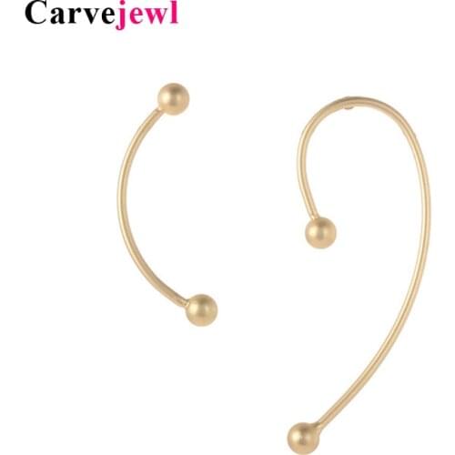 Carvejewl New Fashion matte Gold Color wire Shape Punk Ear Cuff Earrings simple asymmetric Earring For Women jewelry unique stud