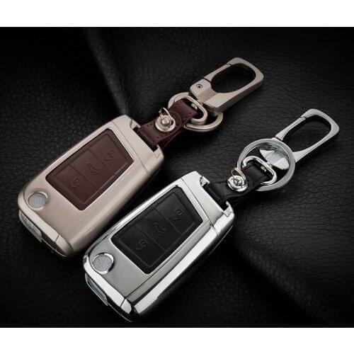 Zinc Alloy+Leather Key Case holder For VW Polo Golf 7 Tiguan For Skoda Octavia Kodiaq Karoq For SEAT Ateca Leon key ring