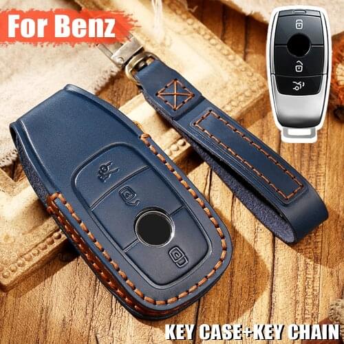 Black/Blue/Brown Car Super Quality Leather Key Protection Case Cover For Mercedes Benz E C Class W204 W212 W176 GLC CLA GLA