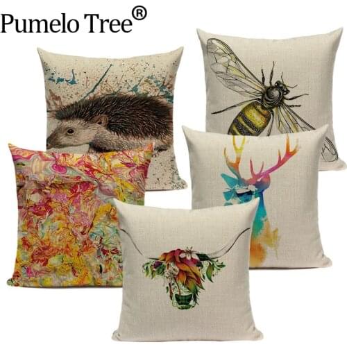 Animal cover cushion colorful linen home cushions Own Photo Cow hedgehog pillowcase decorative cushions Custom cushion cover