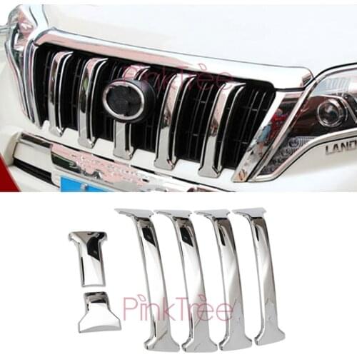 For Toyota Land Cruiser 150 Prado J150 2014 2015 2016 Chrome Front Grilles Trim with / without hole Car Styling Tuning Accessory