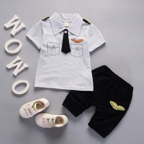 2019 new summer baby boy clothes set children aircraft captain uniform body suit kids clothing sets costume for boys