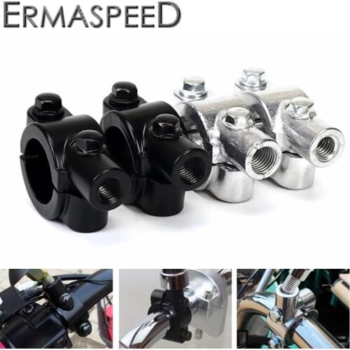 2Pcs/pair Black Silver 8mm 10mm Motorcycle Handlebar Rearview Mirror Mount Adapter Holder Clamp for Moto Autobike Scooter Bike
