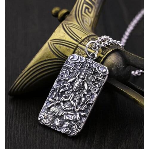 Hot sell new - free shipping Handmade tibet Silver dragon Angel Sword Necklace pterosaurus Pendant