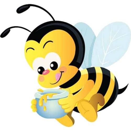 Hot Bees That Eat Honey Cartoon Vinyl Car-Sticker for Car Body Bumper Trunk Auto Protection Vinyl Car Decoration 15*14cm