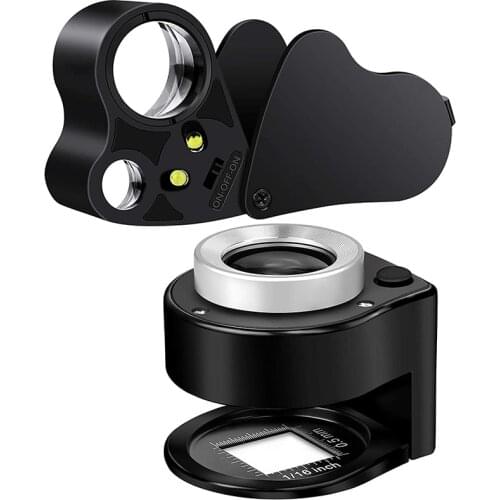 Illuminated Jewelers Loupe 30X 60X Portable Eye Loupe Magnifier Lighted Magnifying Glass with Bright LED Light for Gems