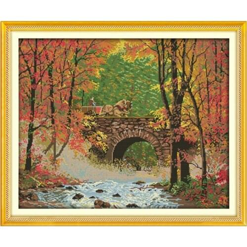 The bridge of autumn painting counted 11CT 14CT DIY kit Chinese wholesale Cross Stitch embroidery needlework Sets home decor