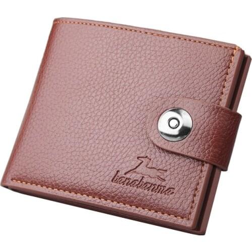 Mens Wallet Solid Color Short Pu Leather Male Fashion Retro Style High Quality Card Holder Mens Money Bag Coin Purse
