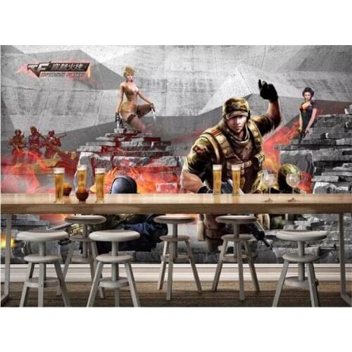 Custom mural wallpaper shooting internet cafe game theme background mural 3D mural wallpaper living room