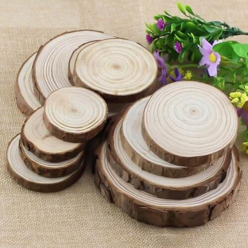 1pcs Unfinished Natural Round Wood Slices Circles With Tree Bark Log Discs For DIY Crafts Wedding Party Painting Decoration