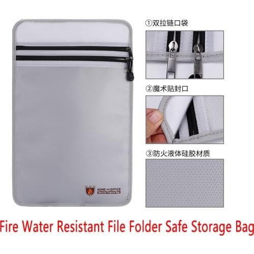 Fireproof Document Bag Holder Pouch Home Office Safe Bag Fire Water Resistant File Folder Safe Storage Bag