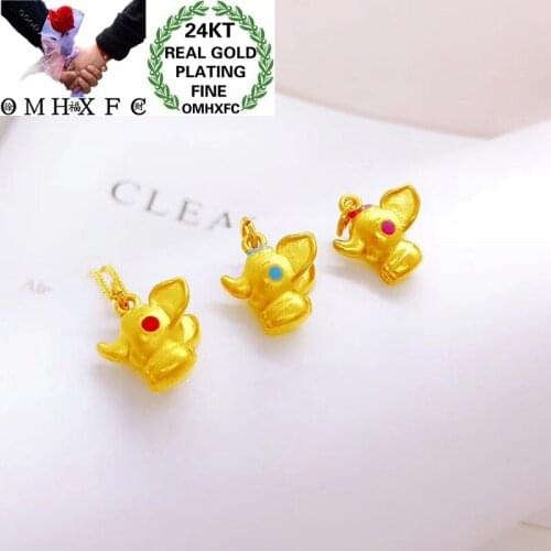 OMHXFC Wholesale YM19 European Fashion Woman Girl Party Birthday Wedding Gift Elephant DIY Accessories 24KT Gold Pendant Charm