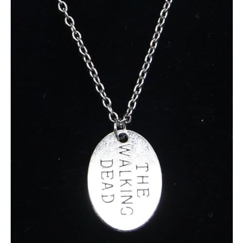 New Fashion Necklace 17x23mm plates the walking dead Pendants Short Long Women Men Colar Gift Jewelry Choker