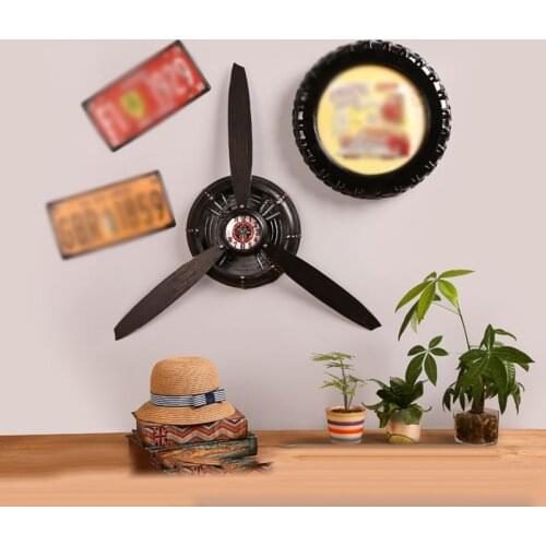 Industrial Air Plane Propeller Metal Wall Clock Mute and HD display Aeroplane Retro Ornament Decor