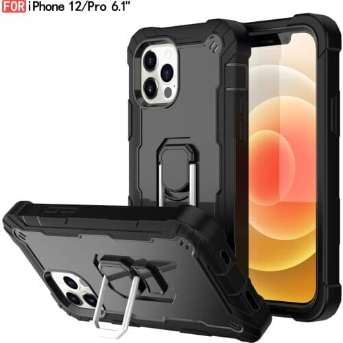 Shockproof Rugged Ring Stand Cover Fundas For iPhone 12 Mini 11 Pro Xs Max XR X 8 7 6 Plus SE 2020 Case TPU Bumper PC Shell