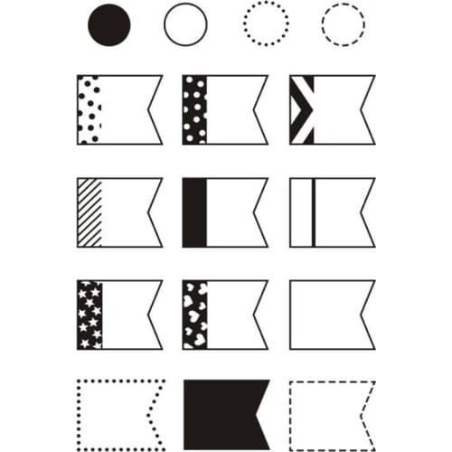 Clear Flag Geometric Frame Stamps Weekday Daily Planner Stamp Notebook To Do List Stamp