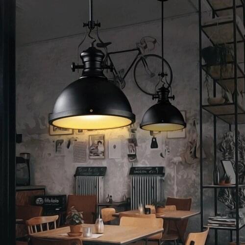Restaurant Coffee bar antique Pendant light Fixtures bar Aisle shop black Hanging lamp Creative Iron Modern led Pendant lights