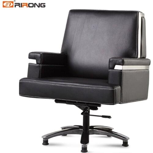 Luxury Black Leather Swivel Recliner Customer Executive Movable Office Study Room Chair Can Support Fat Person