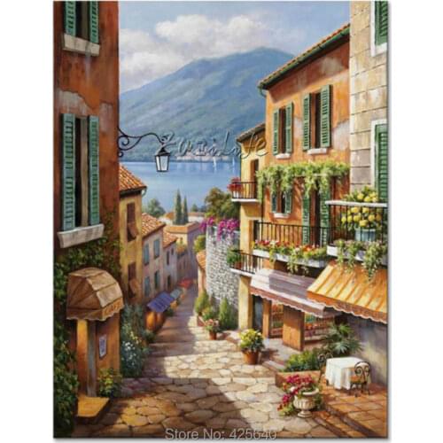 Hand-painted Mediterranean Sea view room painted the sitting room decorates a wall painting on the canvas art wallpaper images