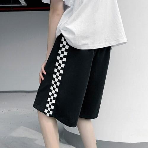 Shorts Men Summer Straight Casual Shorts Elastic Waist Streetwear Shorts Mens Hip Hop Shorts Man