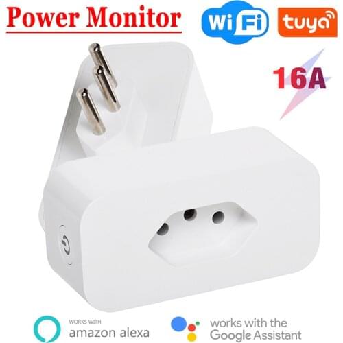 Brazil Wifi Smart Plug 16A Brazil Smart Socket With Timer Power Monitor SmartLife APP Voice Control Works For Google Home Alexa