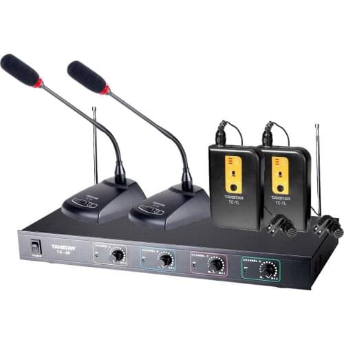 Takstar TC-4R VHF wireless microphone 2 body-pack mic + 2 conference mic for Broadcasting, program hosting, outdoor activities