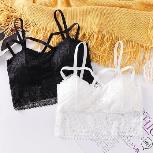 Tube Top Wrapped V-neck Camisole Bottoming Underwear Vest Sexy Lace Beautiful Back Bra Without Steel Ring Thin Sex Shop