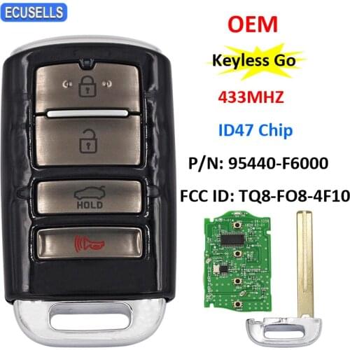 OEM 4B Smart Proximity Remote Key 433Mhz NCF2951X / HITAG 3 / 47 Chip for Kia Cadenza 2017-2019 PN: 95440-F6000 / TQ8-FO8-4F10