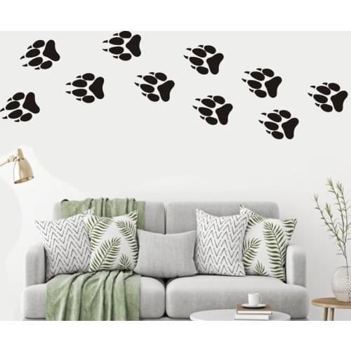 Wolf Paw Print Wall Decal Set anmial wall sticker for Boy Bedroom Decor Vinyl Dog Paws Decals decor room decoration JJ016