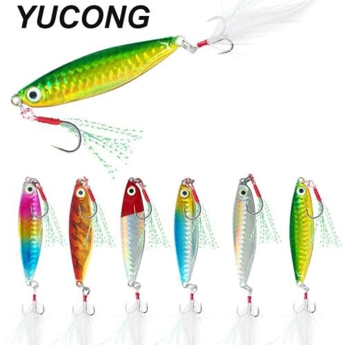 YUCONG 6Pcs/lot Fishing Jigging Lures 7-10-15-20g Metal Spoon Spinnerbaits Jig Bass Baits Tuna Minnow Fish Casting Baits Pesca