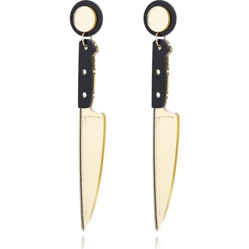 2021 New Fashion Exaggerated Creative Personality Nightclub Acrylic Table Knife Earrings Female Long Personality Student Jewelry