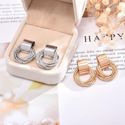 New Korean Metal Earrings Heart Statement Drop Earrings 2020 for Women Fashion Vintage Geometric Dangle Hanging Jewelry