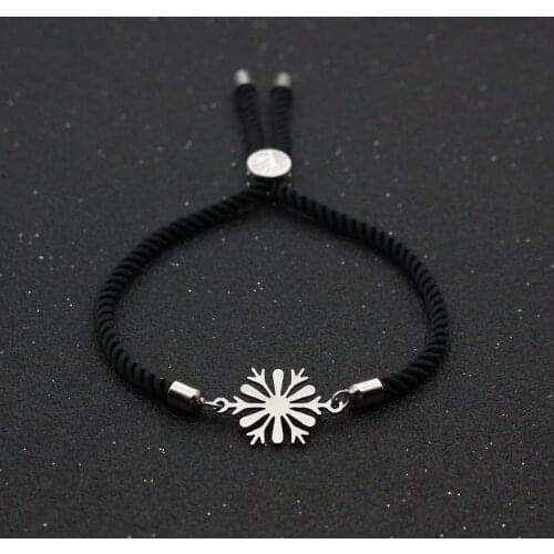 Creativity Stainless Steel Snowflake Women Bracelets Simple Adjustable Rope Bracelet Couples Friendship Bracelet Women Jewelry