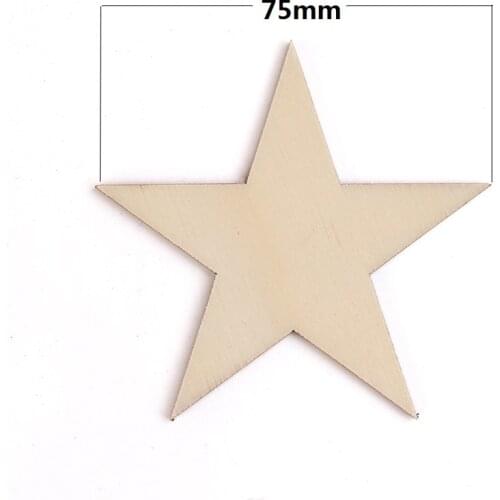 10pcs 75mm Natural Large Star Wood Shapes Chips Slices diy Crafts for Wedding Christmas Party Ornaments Party Decorations