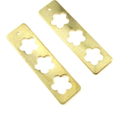 Brass bar pendant Earring findings 30x8x1mm Flower Rectangle brass charm -10pcs R1487
