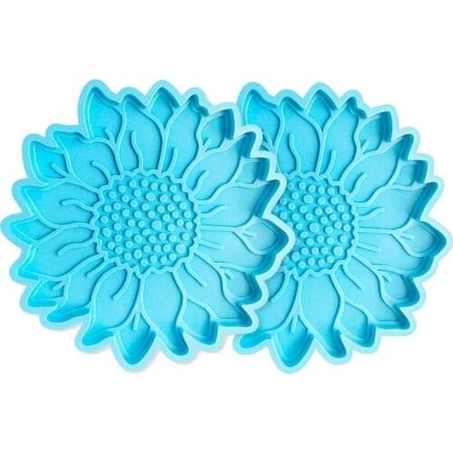 2 Pcs Sunflower Coaster Resin Molds for Resin Casting,Coaster Resin Molds for Making Cups, Mats, Home Decoration