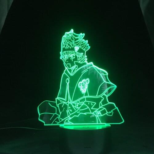 Black Clover Asta Manga 3d Led Lamp Anime for Bedroom Decor Nightlight Birthday Gift Room Table Lamp Acrylic Led Night Light