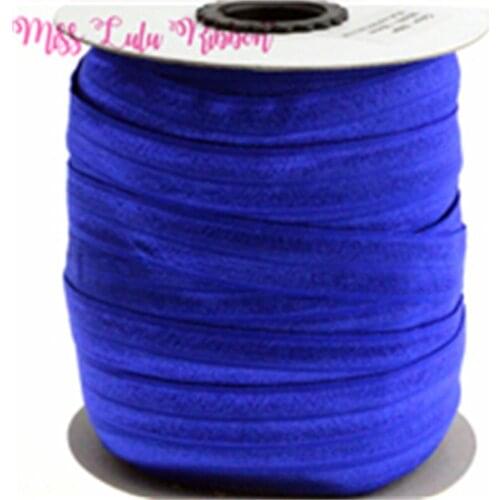 50 yards 5/8"16mm solid color matt fold over elastic ribbon DIY handmade headband material hair bows gift wrap color cobalt