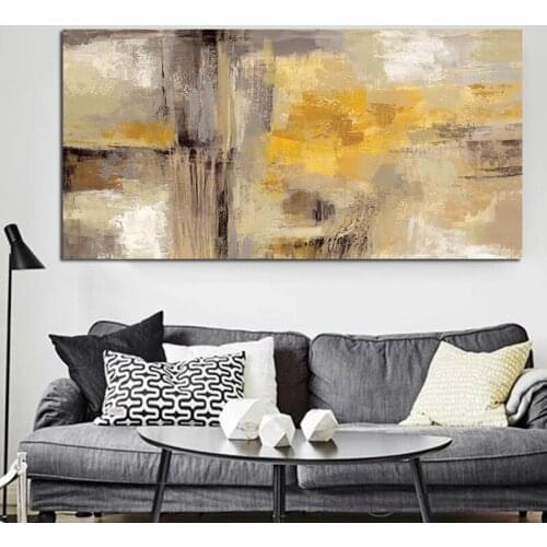 Abstract Yellow Oil Painting on Canvas Posters and Prints Modern Scandinavian Wall Art Picture Bedroom Kids Room Cuadros Decor
