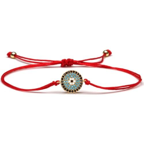 White Black AAA Cubic Zirconia Stones Round Evil Eye Luck Charm Bracelet For Women Copper CZ Sunflower Adjustable Jewelry Gift