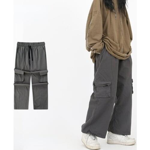 Cargo Pants for Men Women Overalls Autumn New Loose Straight Multi-pocket Draped Wide-leg Male Casual Trousers Streetwear