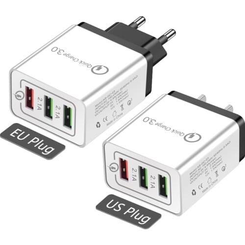 Quick Charge 3.0 USB Wall Charger Power Adapter Travel QC 3.0 Three Ports USB Charger 3 Ports USB For iPhone Samsung Note 8 HTC