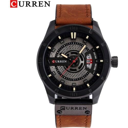 Curren watch men military quartz watch classic black case leather strap casual mens wrist watches high quality relogio masculino