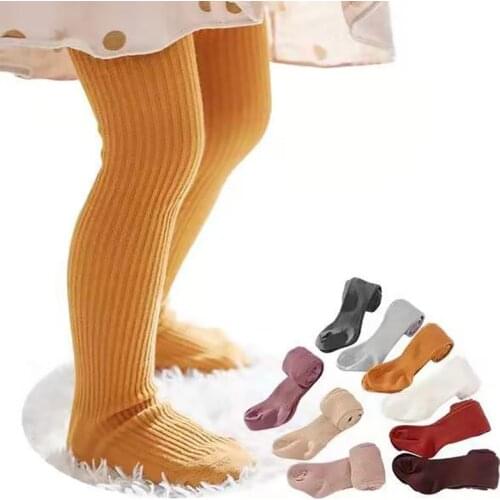 0-6 Years Old Baby Tights Solid Color Cotton Kids Pantyhose Spring Autumn Children Pants Girls Infant Vertical Striped Tights