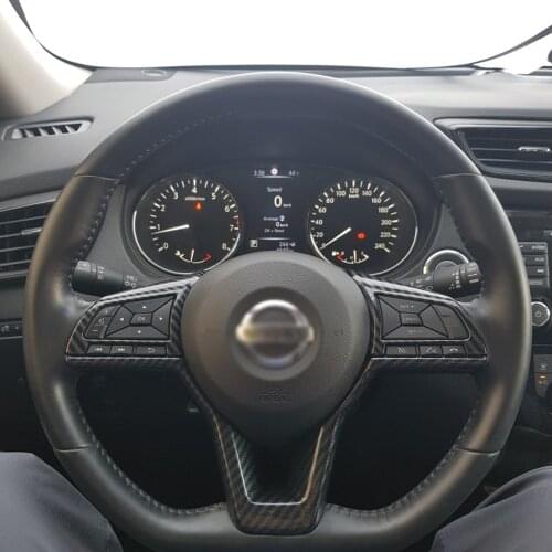 For Nissan Qashqai J11 2017 2018 2019 2020 Carbon Fiber Car Steering Wheel Trim Control Button Frame Cover Accessories